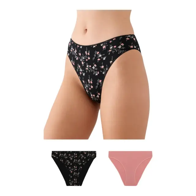 Minerva Γυναικείο Slip Modal Fimelle - Διπλό Πακέτο, Χρώμα Rose-Floral Black