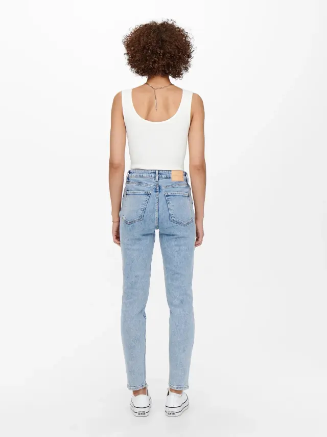 ONLY Emily Ψηλόμεσο Τζιν Ίσιας Γραμμής Light Blue Denim 2