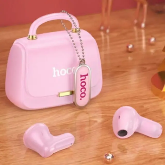 Hoco DES35 Handbag Earbud Bluetooth Handsfree Ακουστικά με Θήκη Φόρτισης Ροζ