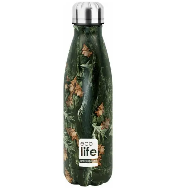 Ecolife® -Ανοξείδωτο Μπουκάλι Θερμός 500ml- Leaves.