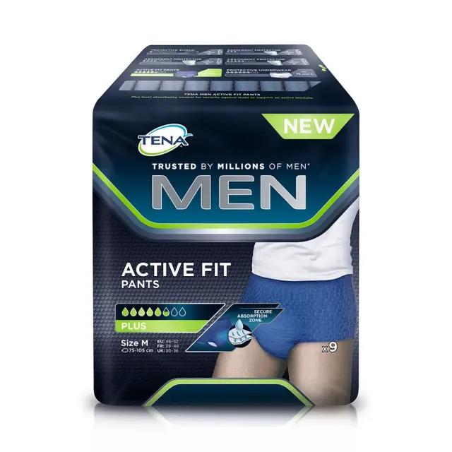 Tena Men Active Fit Plus Πάνες Βρακάκι Ακράτειας Medium σε Μπλε Χρώμα 9τμχ