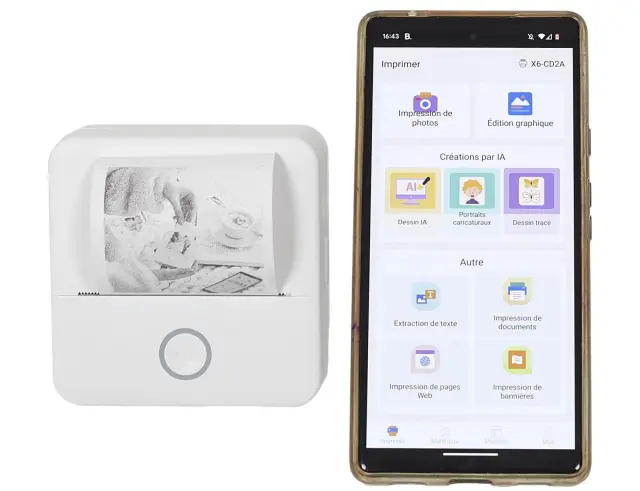Mini Ασπρόμαυρος Εκτυπωτής Be Mix (HT0125) - Type-C, Bluetooth - Λευκό HT0125 2