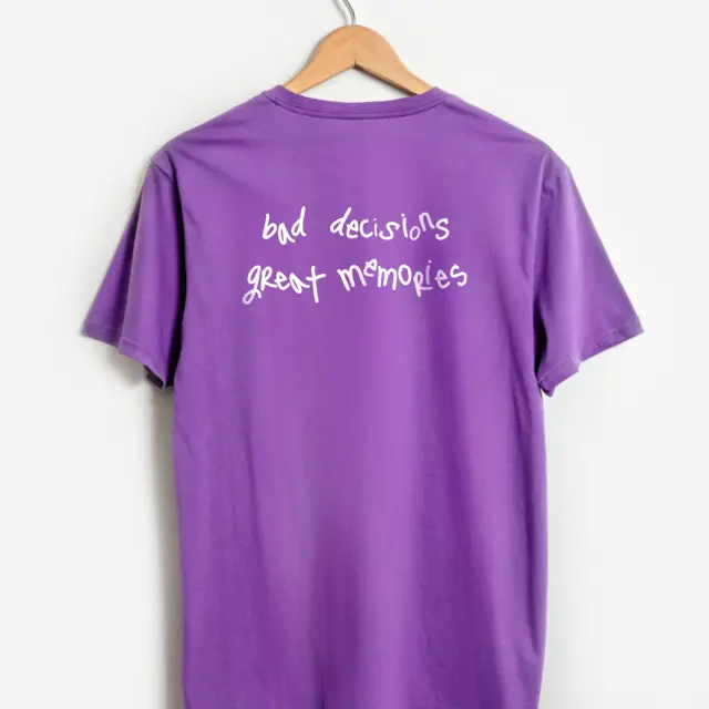 T-shirt Noshame® Μωβ με τύπωμα bad desicions, great memories - 122575 - XXL 2