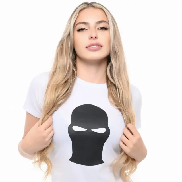 Ghetto Black Mask White T-Shirt Women’s | Somewhere We Belong 3