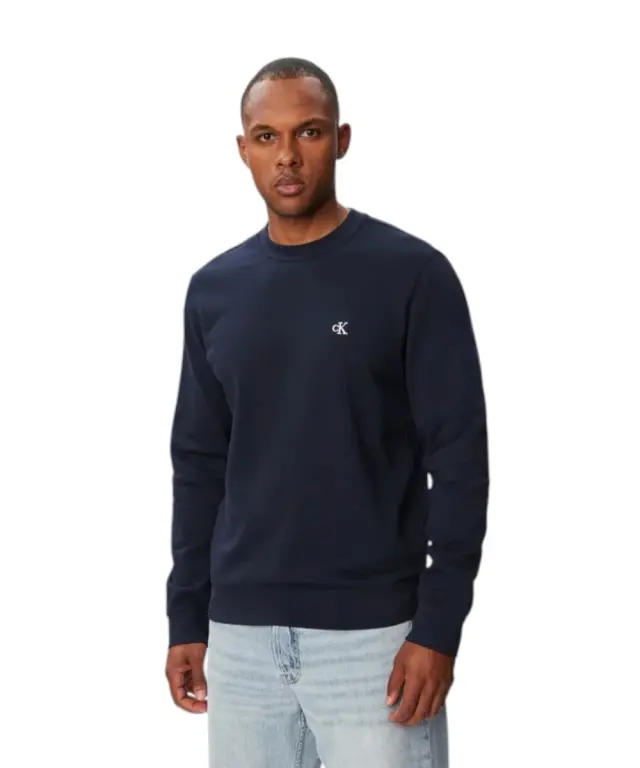 Calvin Klein - Ανδρική Μακρυμάνικη Φούτερ 350Terry Monogram Crewneck LV04RG275G-CEF Μπλε Σκούρο
