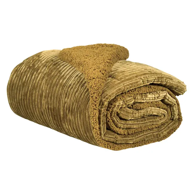Κουβερτοπάπλωμα sherpa υπέρδιπλο λαδί 220x240cm Das Home 1180 3