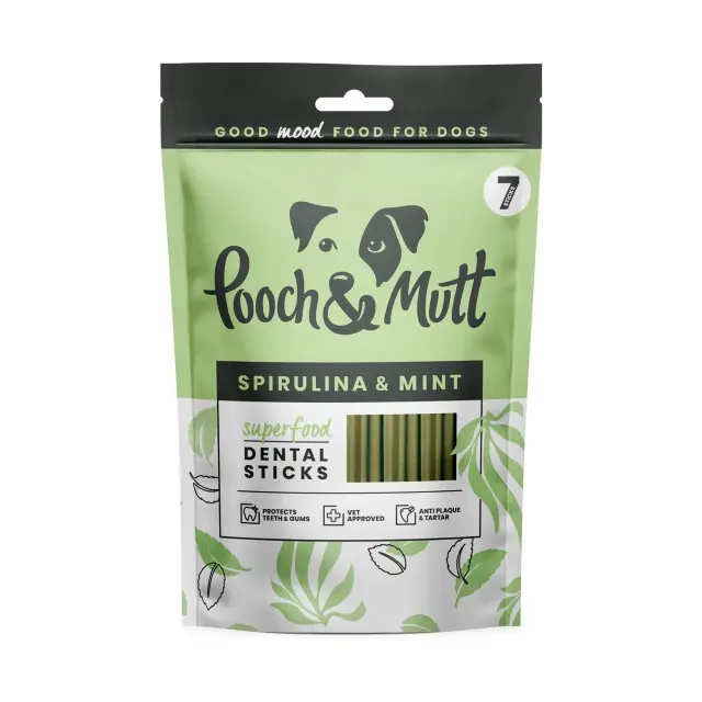 Pooch & Mutt Superfood Dental Sticks Spirulina & Mint 251gr (7τμχ)