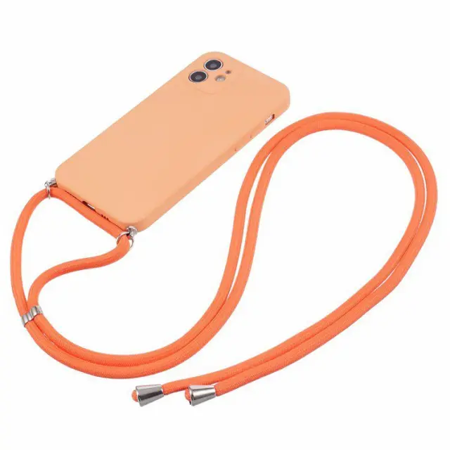 Θήκη Σιλικόνης με Κορδόνι για το Λαιμό για iPhone 11- Orange OEM 2