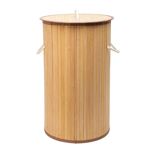 Καλάθι Απλύτων Essentials Πτυσσόμενο Στρογγυλό 57lt Bamboo Estia 02-12823