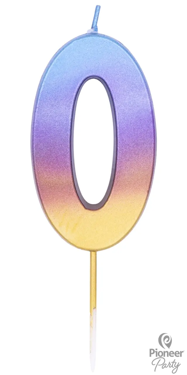 Candle Numeral 0 Rainbow Ombre / 6.7 cm
