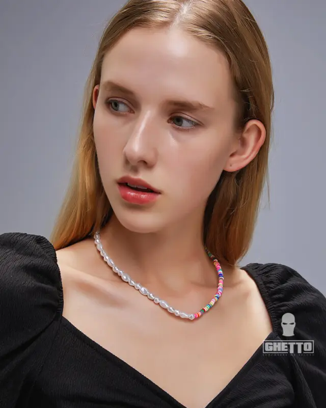 Ghetto Bohemian Pearl Chain Multi Color Beads Choker Necklace 3