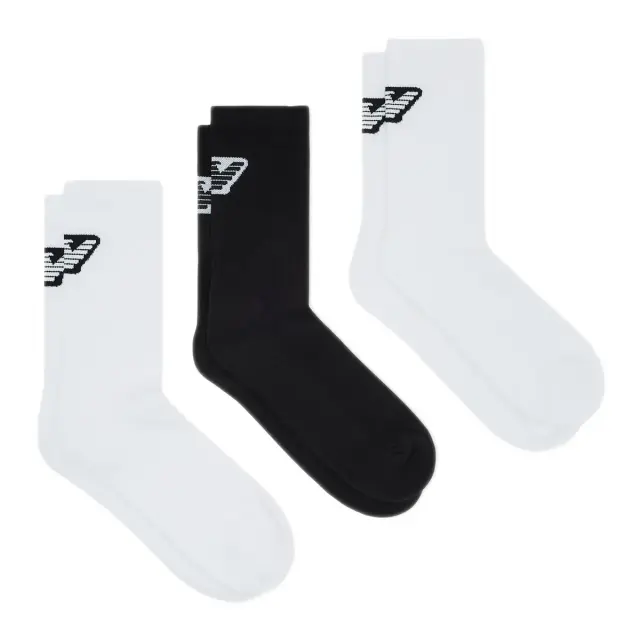 Emporio Armani Ανδρικές Κάλτσες Ribbed Eagle Logo - 3 Ζεύγη, Χρώμα Μαύρο-Λευκό-Λευκό - ONESIZE