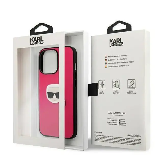 Karl Lagerfeld® Ikonik Karl`s Head Back Cover Δερματίνης για iPhone 13 Pro- Pink (KLHCP13LPKMP) 2