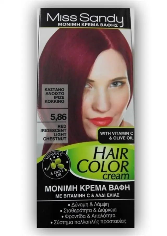 Miss Sandy Hair Color Cream 5/86 Καστανό Ανοιχτό Ιρ.Κόκκινο 60ml
