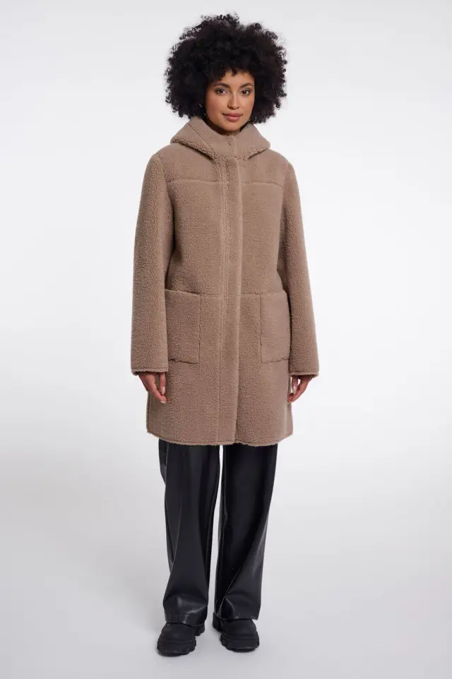 RINO & PELLE “ALINA” REVERSIBLE HOODED COAT (ALINA-7002611-MOCHA-LATTE) - 42
