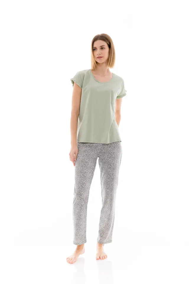 S1225 - Type - PYJAMA LONG PANTS AQUA FLOWER - M