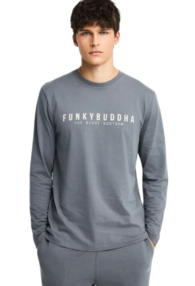 FunkyBuddha ανδρική μονόχρωμη μπλούζα με λογότυπο FBM014-002-07-1