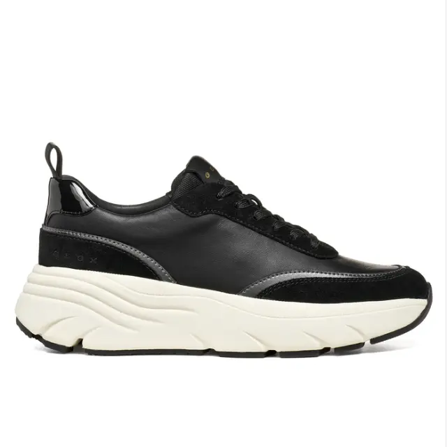 Γυναικεία Ανατομικά Δερμάτινα Sneakers Geox Diamanta D66UFA 08522 C9999 Μαύρα Μαύρο - 37