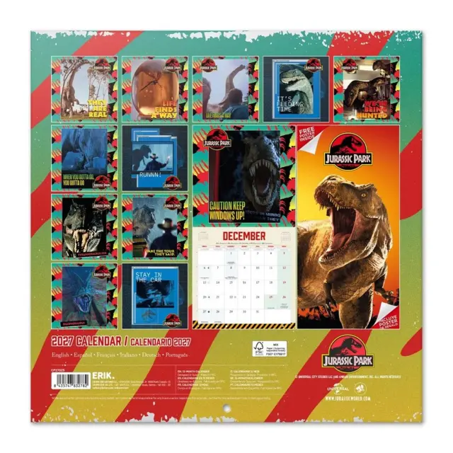 HMEΡΟΛΟΓΙΟ ΤΟΙΧΟΥ JURASSIC PARK 2027 30X30 CALENDAR CP27025 2