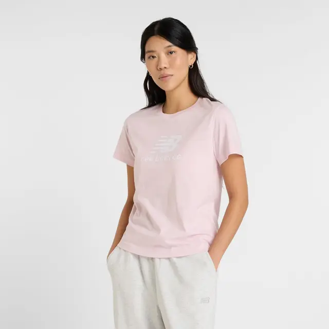 New Balance Jersey Stacked Logo T-Shirt (WT41502-RSG) - Ροζ - M