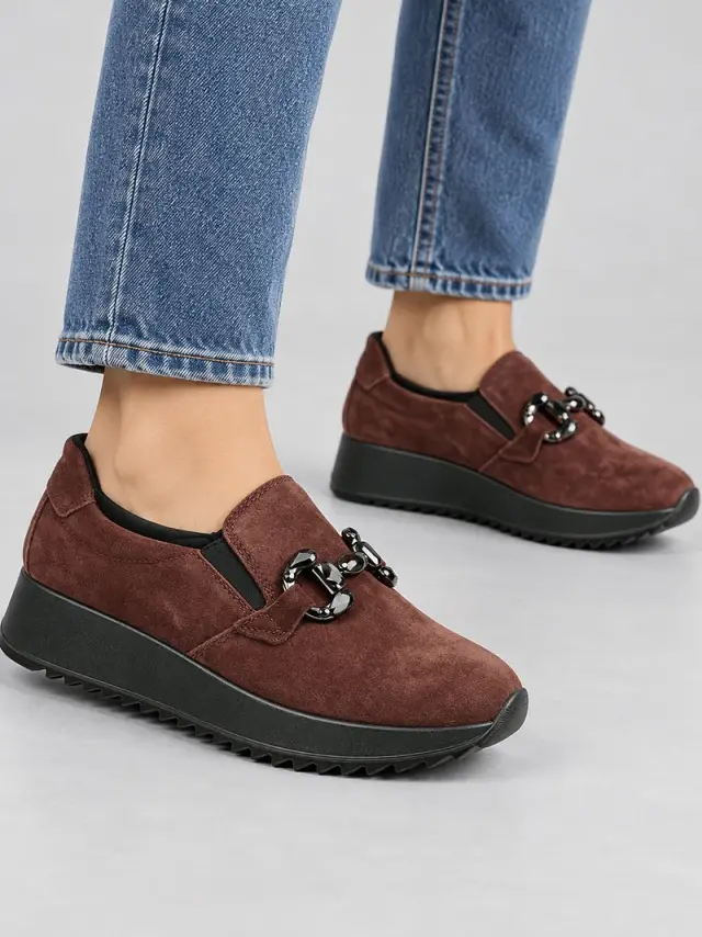 Imac Μοκασίνια-Loafers Γυναικείο δέρμα Nubuck Μπορντώ IMA/858200 BORDO - 39 2