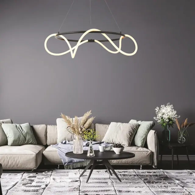 KYMA-ΦΩΤΙΣΤΙΚΟ ΚΡΕΜΑΣΤΟ ΜΑΥΡΟ ΜΑΤ ΜΕΤΑΛΛΙΚΟ LED SMD 60W 3000Κ 3400LM IP20 Φ800Χ2300ΜΜ / ZM36LEDP80BK 2