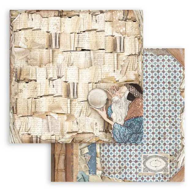 Χαρτί scrapbooking διπλής όψης 30x30cm Stamperia, Vintage Library, Book pages