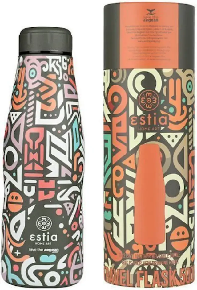 Estia Travel Flask Save the Aegean Μπουκάλι Θερμός Ανοξείδωτο BPA Free 500ml Geovivid
