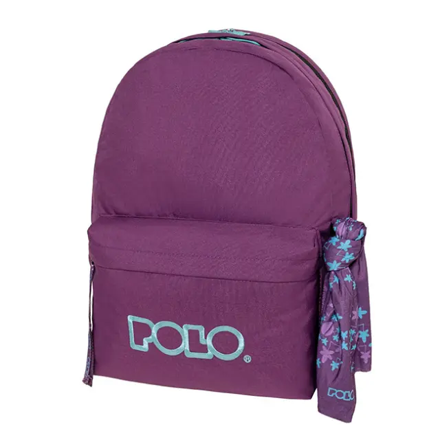 POLO ΣΑΚΙΔΙΟ ORIGINAL DOUBLE SCARF EGGPLANT-TURQUOISE/ΜΕΛΙΤΖΑΝΙ-ΤΙΡΚΟΥΑΖ