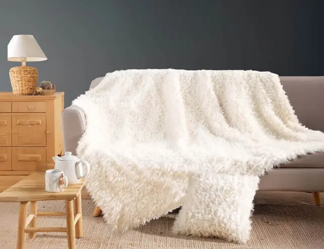 Κουβέρτα Mouton Douceur d'intérieur με εσωτερική επένδυση fleece και διαστάσεις 220x240cm - White 1612826