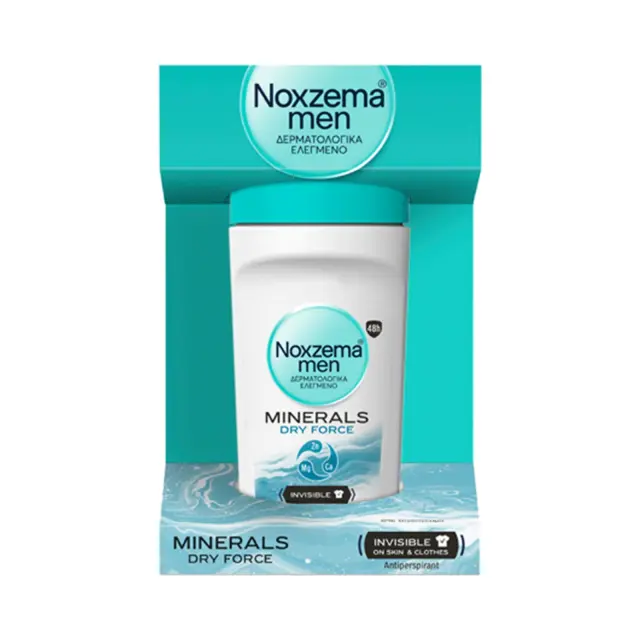 Noxzema Men Minerals Dry Force Invisible On Skin & Clothes Αποσμητικό Roll-On 50ml 2
