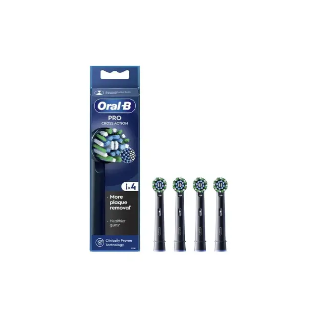 Oral-B Cross Action Black Edition Ανταλλακτικές Κεφαλές για Ηλεκτρική Οδοντόβουρτσα 4τμχ