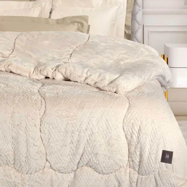 Κουβερτοπάπλωμα 240x250 King Size 770gsm Essential Greenwich Polo Club 3952 Ivory 100% Πολυέστερ 2