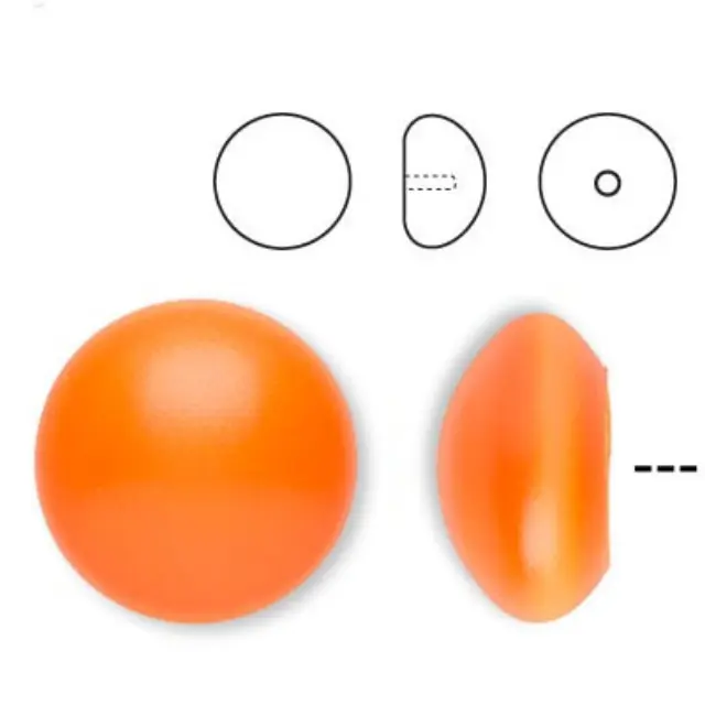 Swarovski 5817 Καμπουσόν Half Drilled Neon Orange Pearl Ø6mm - 5τεμ