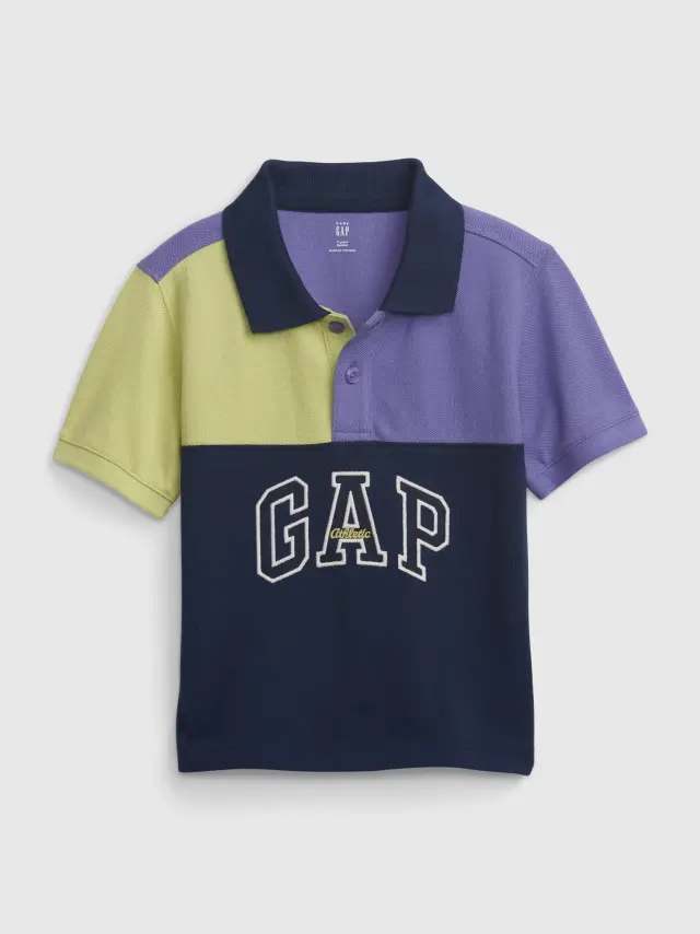 Μπλε Νηπιακή Colorblock Gap Logo Polo Μπλούζα BLUE NAVY COLORBLOCK