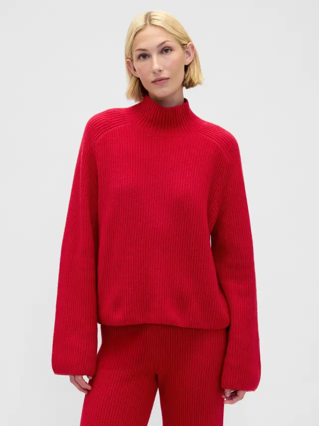CashSoft Shaker-Stitch Πουλόβερ Ζιβάγκο Modern red