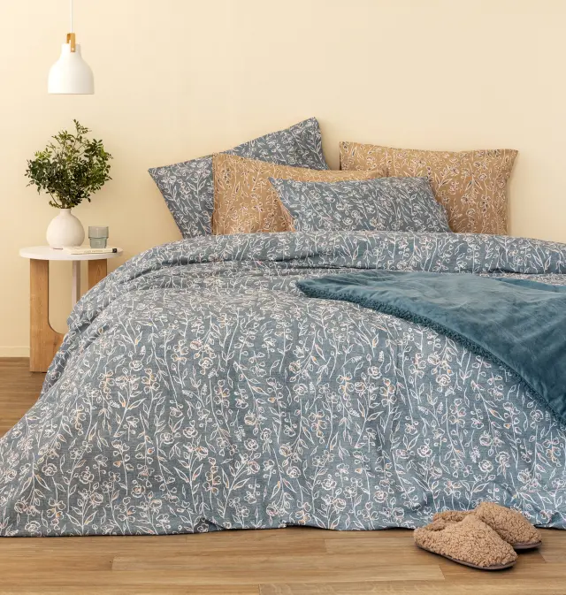 Σετ Παπλωματοθήκη 170x250 Μονή Fashion Life Palamaiki FL6255 Μπλε-Μπεζ 100% βαμβακερό