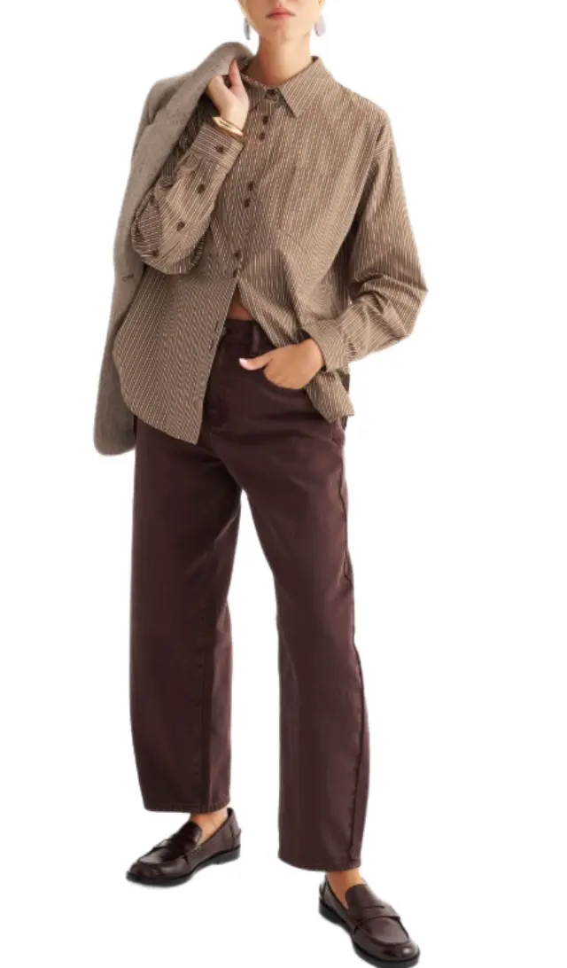 Attrattivo γυναικείο πουκάμισο ριγέ oversized 9923840-1