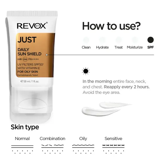 Revox B77 Just Daily Sun Shield for Oily Skin αντηλιακό για λιπαρό δέρμα 30ml 2