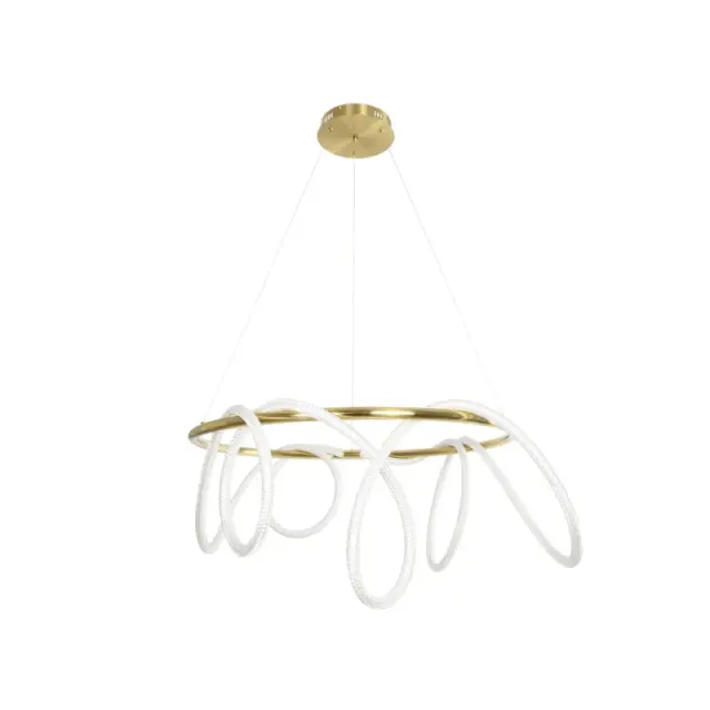 LED Κρεμαστό Φωτιστικό Οροφής GLOW 69Watt CCT με Χειριστήριο σε Χρυσό Πλατίνα και Λευκό Νήμα KLV-101-0164 3