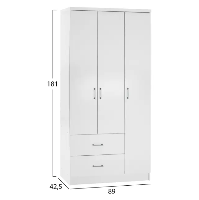 ΝΤΟΥΛΑΠΑ 3ΦΥΛΛΗ ME 2 ΣΥΡΤΑΡΙΑ FB9340.05 ΛΕΥΚΗ 89x42,5x181 εκ. 2