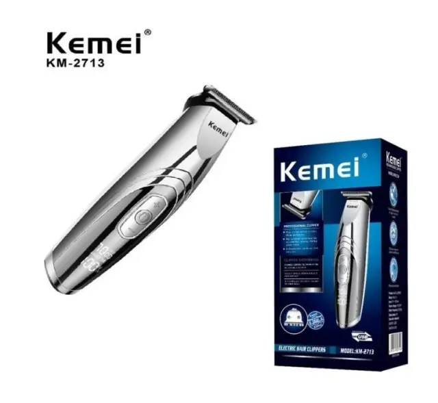 Kemei Επαναφορτιζόμενη Κουρευτική Μηχανή Ασημί KM-2713