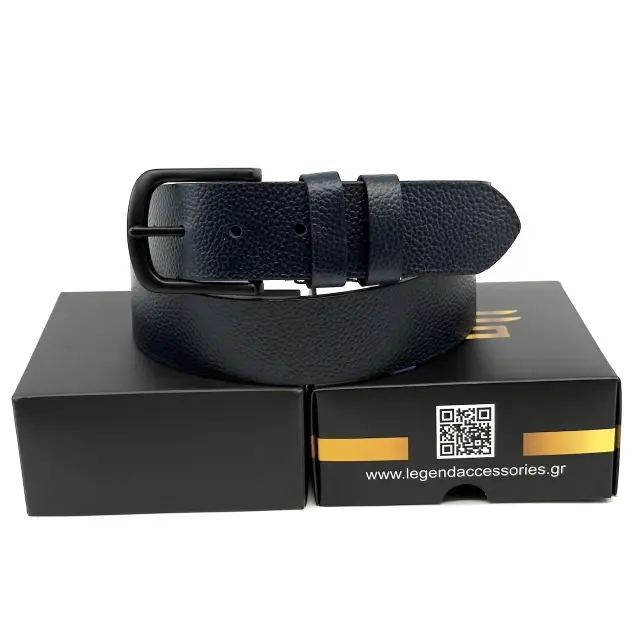 Μπλε Δερμάτινη Ζώνη Full Grain 4 cm 3