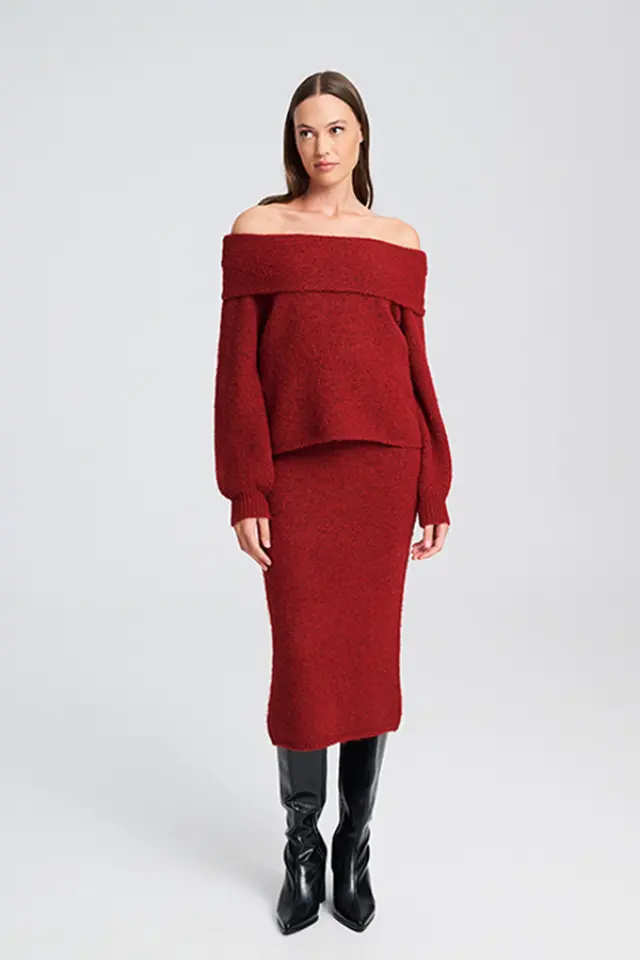 Πλεκτή Μάξι Φούστα CARAMEL KNITTED SKIRT - XS