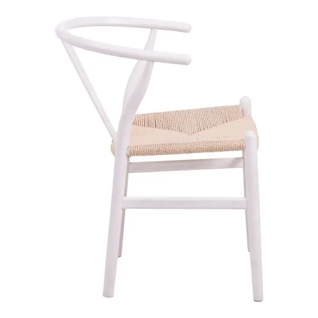 Καρέκλα Wishbone pakoworld rubberwood-σχοινί σε λευκή απόχρωση 53.5x57x74εκ 3