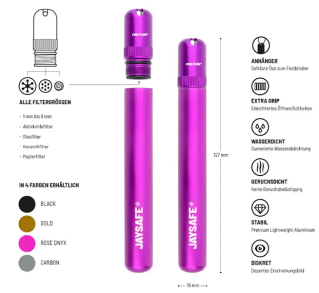 Jaysafe Κύλινδρος Αποθήκευσης Μεταλλικός Premium 11cm - Μωβ 3