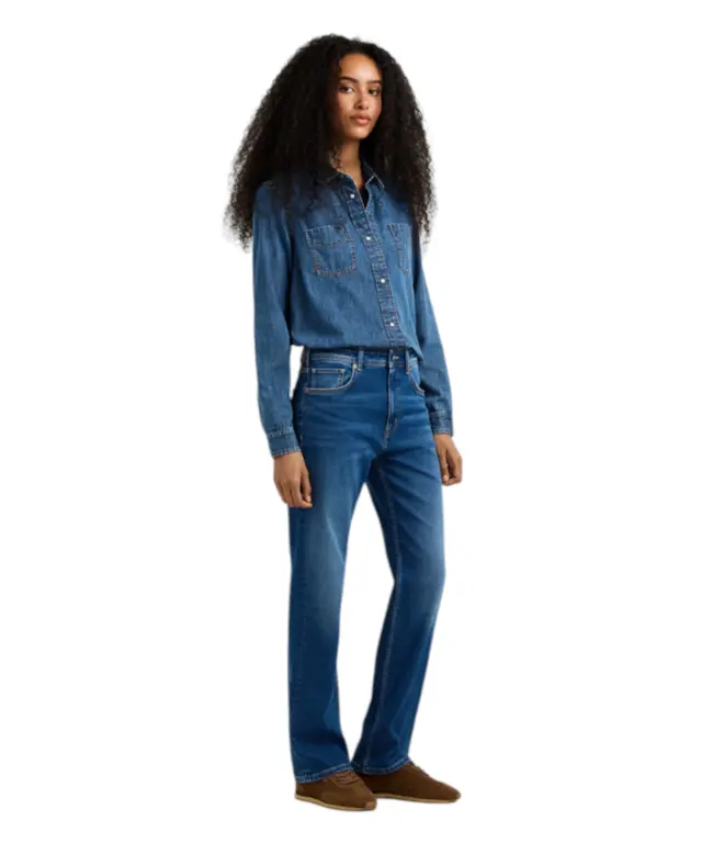 Pepe Jeans - Γυναικείο Τζιν Παντελόνι Arrow Mid Rise Straight Fit PL20510694-000 Μπλε 3