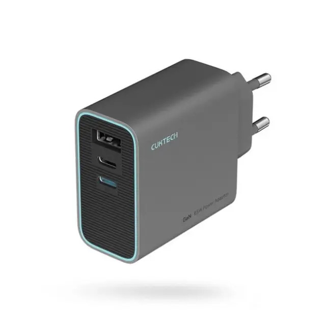 Cuktech Φορτιστής CUKAD653EUGR 65W GaN 2x USB-C 1x USB-A Gray