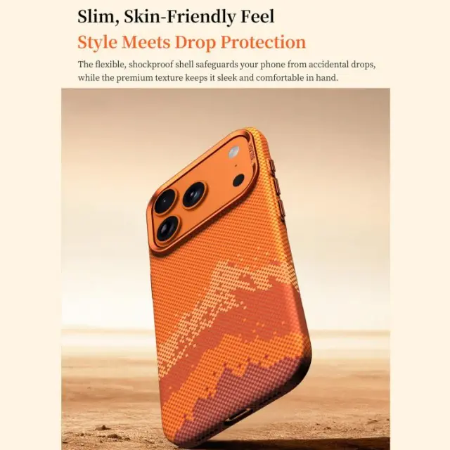 Pixel Grid Texture Magsafe Θήκη για iPhone 17 Pro Max/ 18 Pro Max-Orange OEM 2