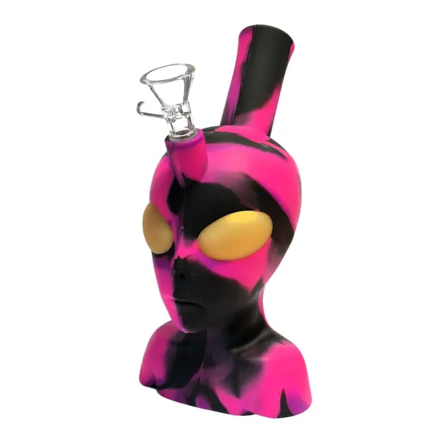 Silicone Bong Alien Head Pink 20cm 3